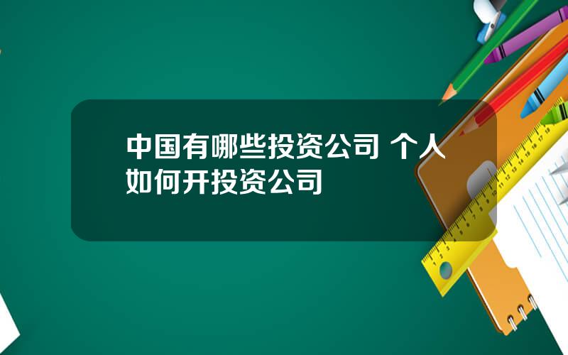 中国有哪些投资公司 个人如何开投资公司